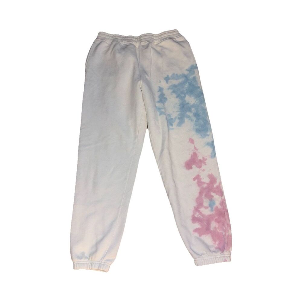 Stussy Men's Tie-Dye Sweatpants Drawstring Slash Pockets White Blue Pink M